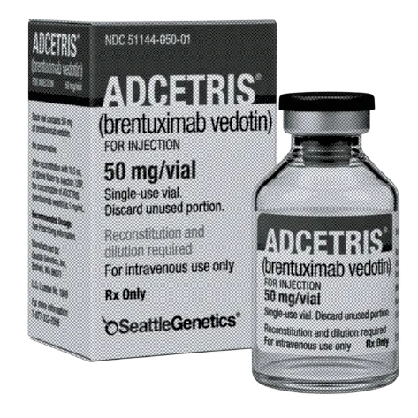 Envase y frasco de brentuximab vedotin (Adcetris)